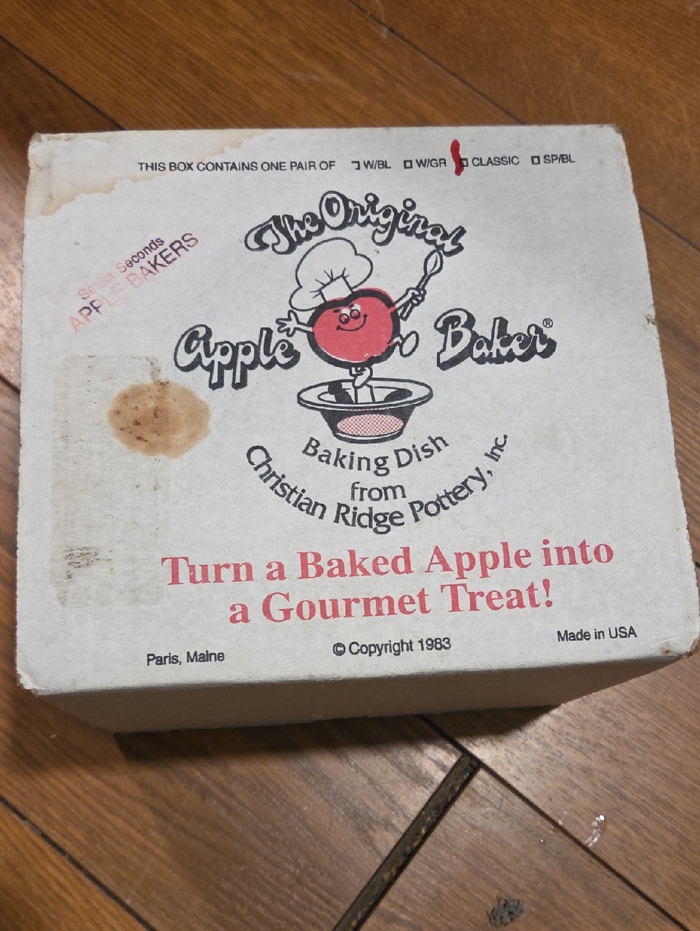 The Original Apple Baker Baking Dish by Christian Ridge Pottery - White/Red